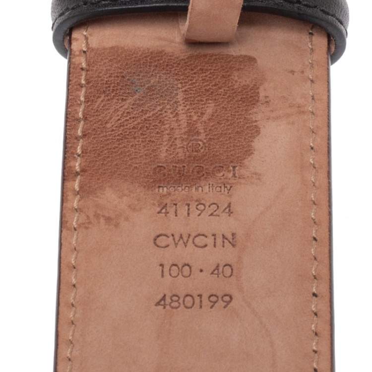 Pre Owned Gucci Black Guccissima Leather Interlocking GG Buckle Belt 100CM