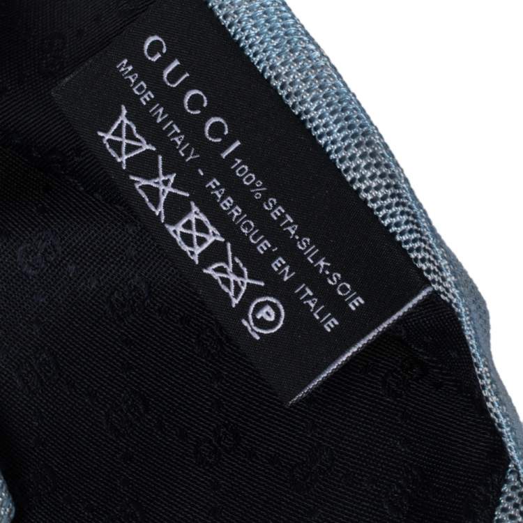 Pre Owned Gucci Pale Blue Monogram Patterned Silk Tie