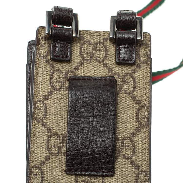 Pre Owned Gucci Beige GG Supreme Canvas Shelly Strap Phone Case
