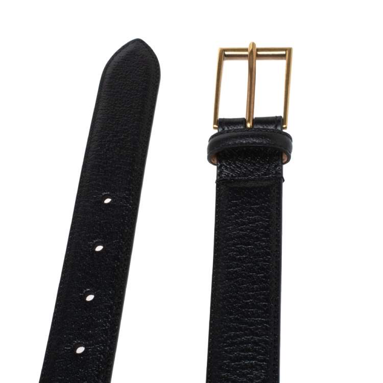 مملوكة مسبقًا Gucci Black Textured Leather Buckle Belt 90 CM