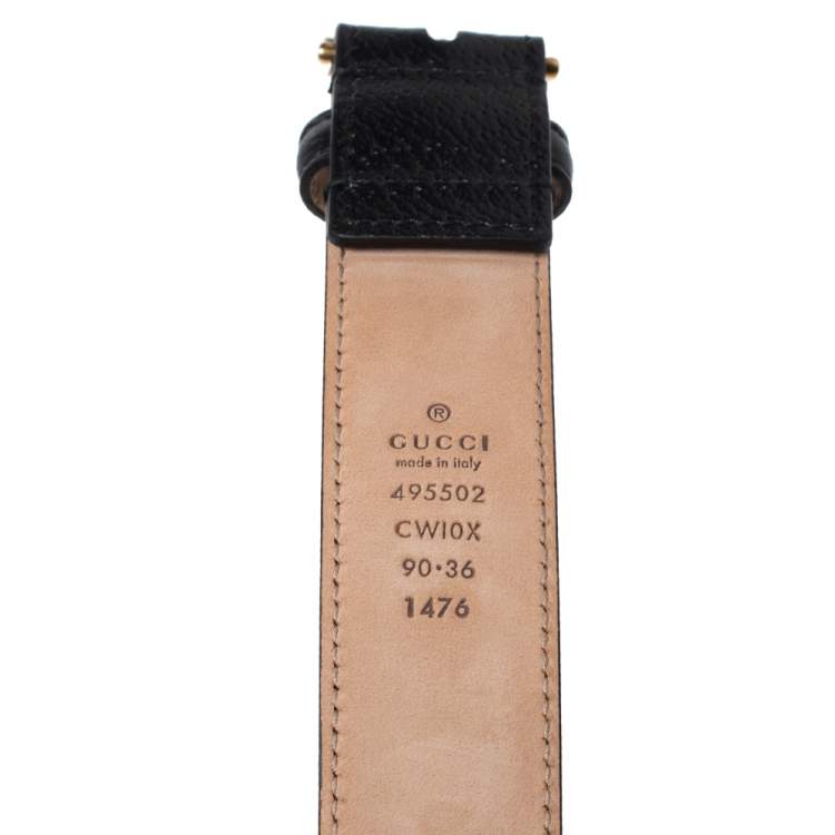 مملوكة مسبقًا Gucci Black Textured Leather Buckle Belt 90 CM