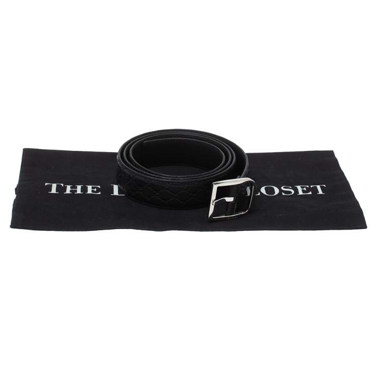 Pre Owned Gucci Black Microguccissima Leather Belt Size 100cm