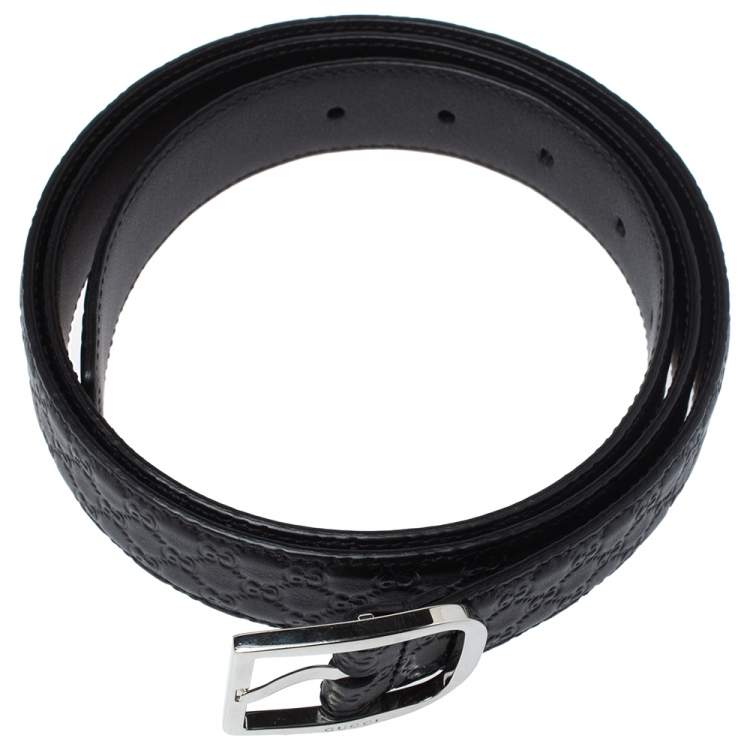 Pre Owned Gucci Black Microguccissima Leather Belt Size 100cm