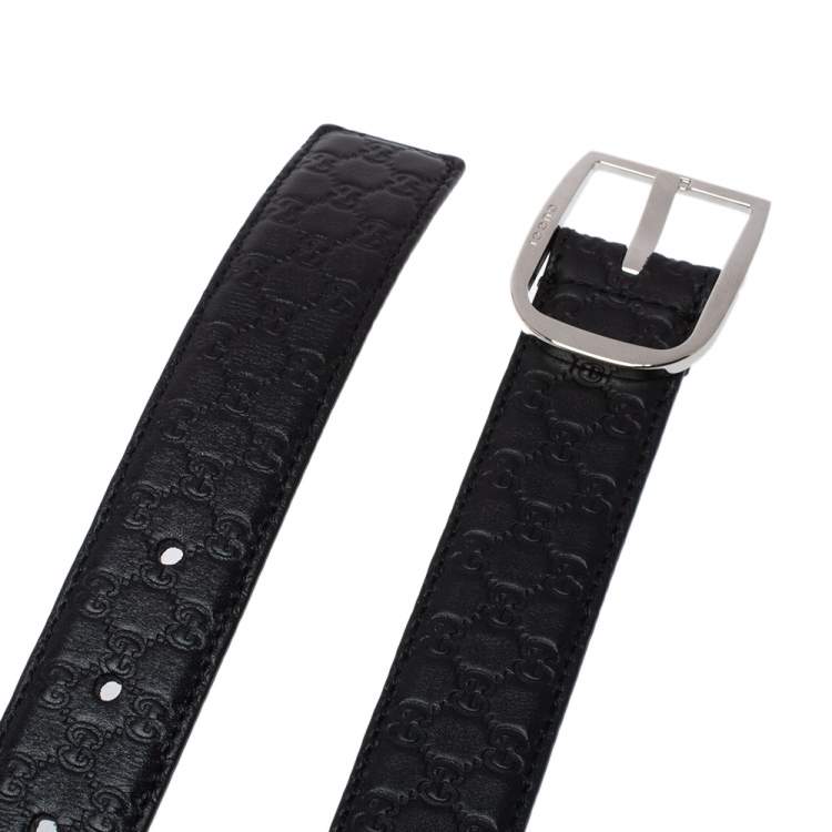 Pre Owned Gucci Black Microguccissima Leather Belt Size 100cm