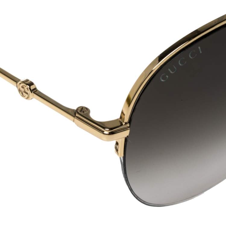Pre Owned Gucci Bicolor & Gold/ Brown Gradient GG0107S Aviator Sunglasses