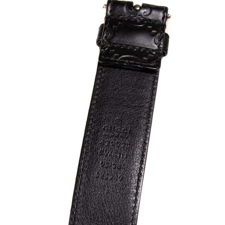 Pre Owned Gucci Black Leather Guccissima Belt Size 95 Cm