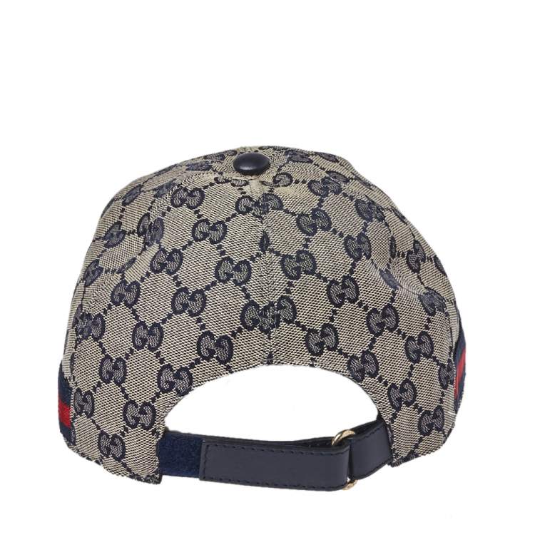 Pre Owned Gucci Beige/Grey GG Canvas Web Detail Baseball Cap M