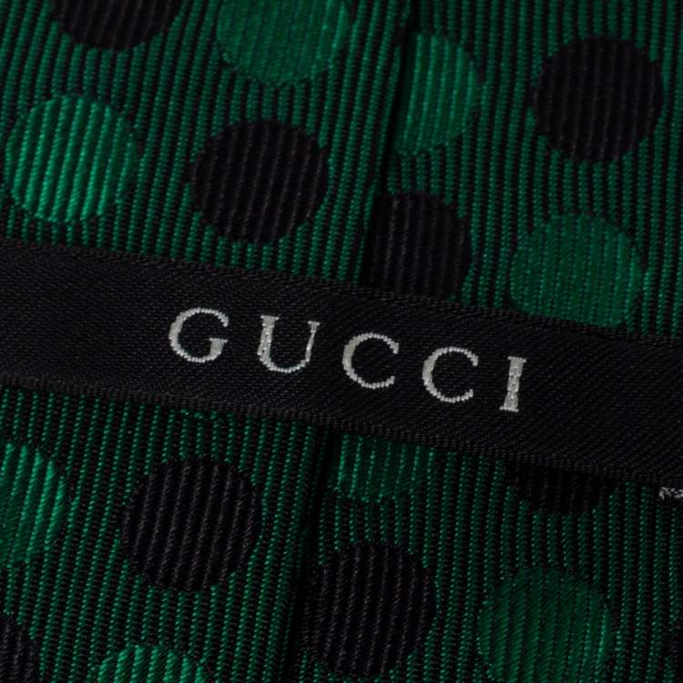 Pre Owned Gucci Green Dotted Silk Tie