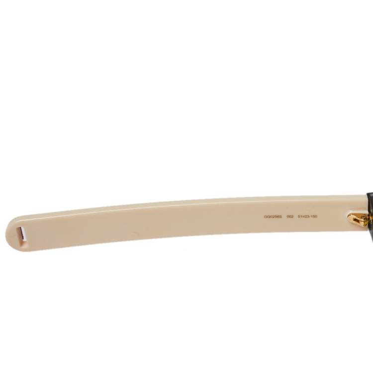 Pre Owned Gucci Black & Webstripe / Yellow GG0256S Round Sunglasses 