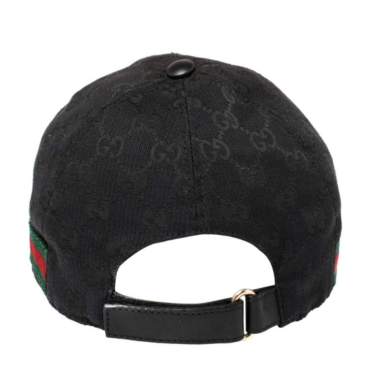 Pre Owned Gucci Black Guccissima Canvas Web Detail Baseball Cap S