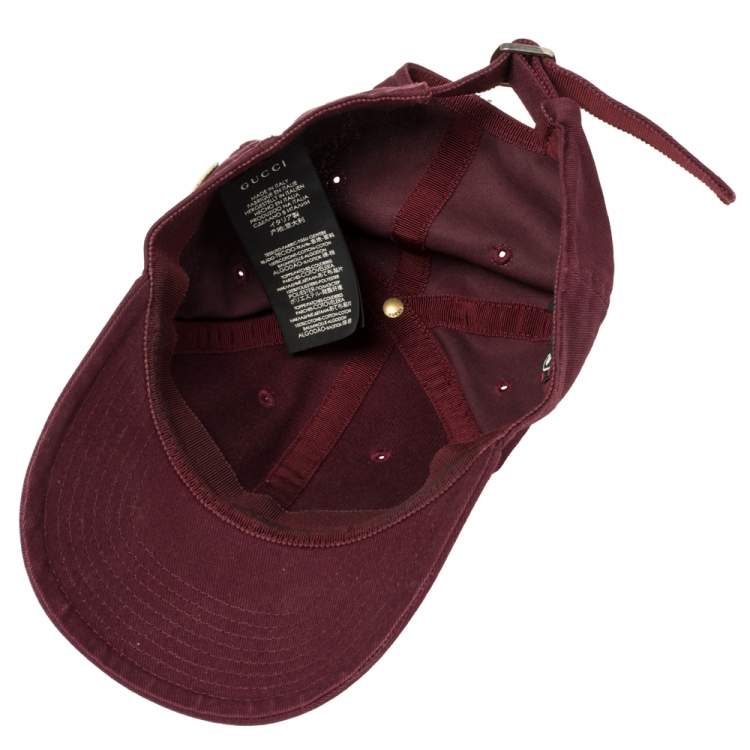 Pre Owned Gucci Burgundy Butterfly Appliqued NY Yankees Patch Baseball Cap