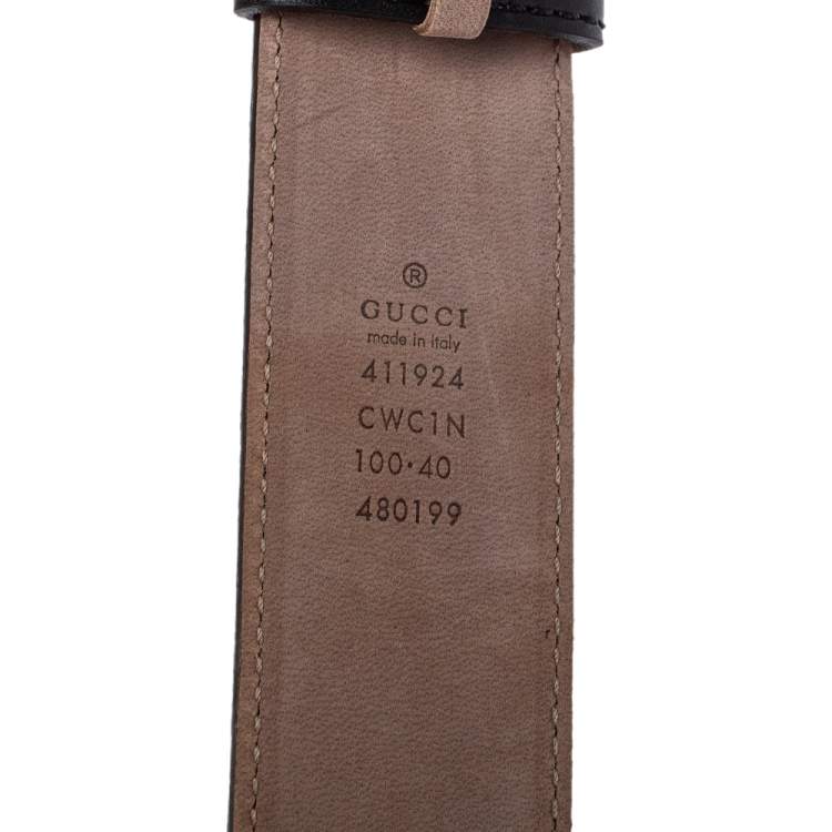 مملوكة مسبقًا Gucci Black Guccissima Leather Interlocking G Buckle Belt 100CM