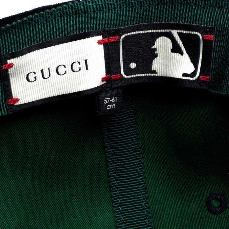 Pre Owned Gucci Navy Blue LA Embroidered Velvet Baseball Cap