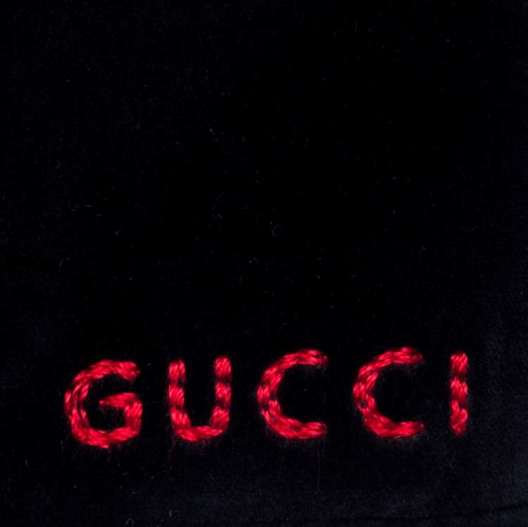 Pre Owned Gucci Navy Blue LA Embroidered Velvet Baseball Cap