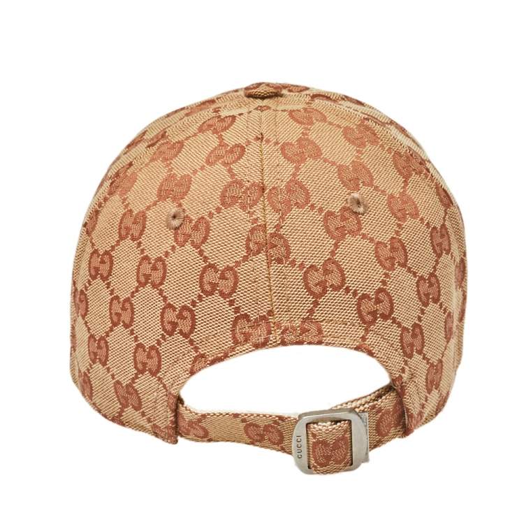 Pre Owned Gucci Beige Monogram Canvas NY Yankees Baseball Cap