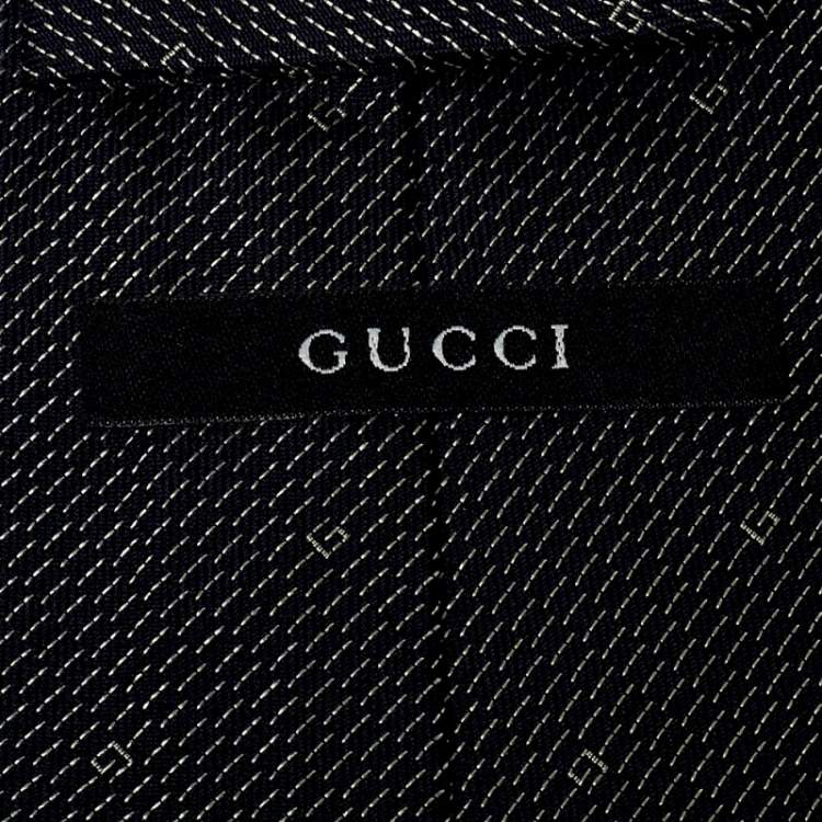 مملوكة مسبقًا Gucci Navy Blue G Pattern Silk Traditional Tie