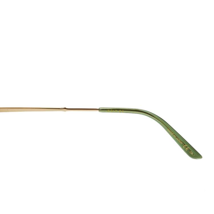 Pre Owned Gucci Gold Tone/Brown GG0356S Aviator Sunglasses