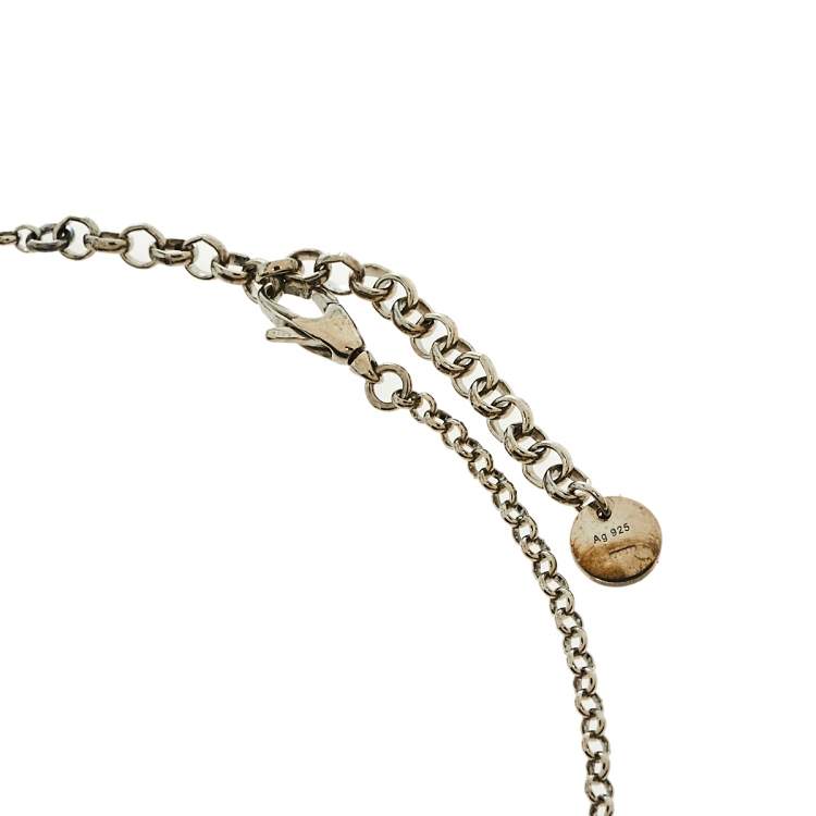 Pre Owned Gucci Sterling Silver Interlocking G Pendant Necklace