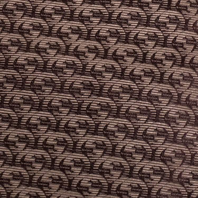 Pre Owned Gucci Brown GG Pattern Jacquard Silk Tie