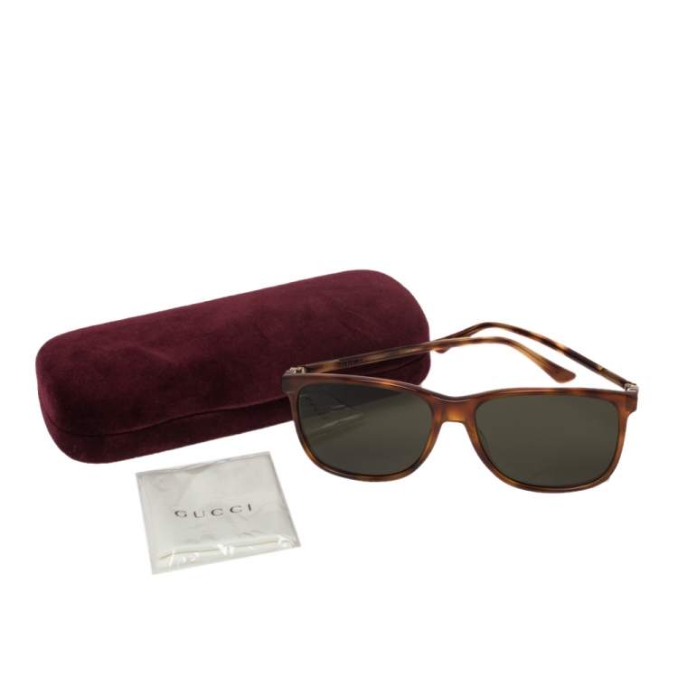 Pre Owned Gucci Black/Brown Tortoise GG0017S Wayfarer Sunglasses