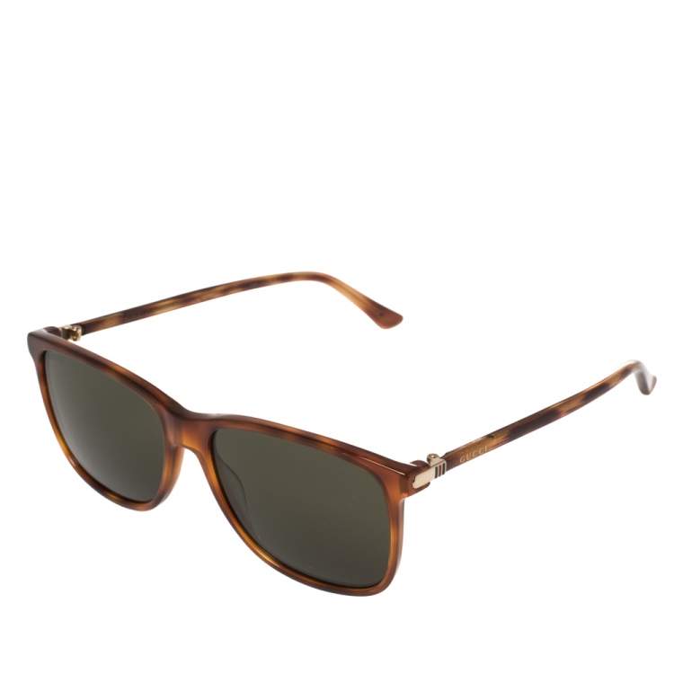 Pre Owned Gucci Black/Brown Tortoise GG0017S Wayfarer Sunglasses