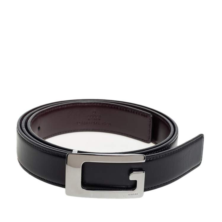 Jet Black Leather Gucci Belts For Man