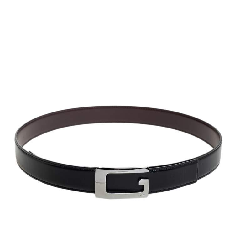 Jet Black Leather Gucci Belts For Man