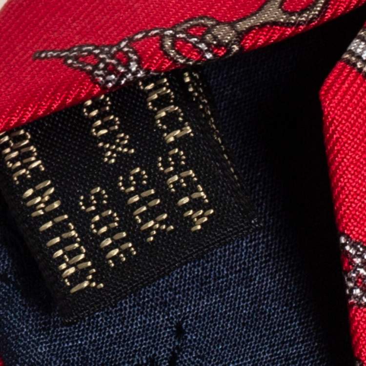 Pre Owned Gucci Vintage Red Nautical Print Silk Tie