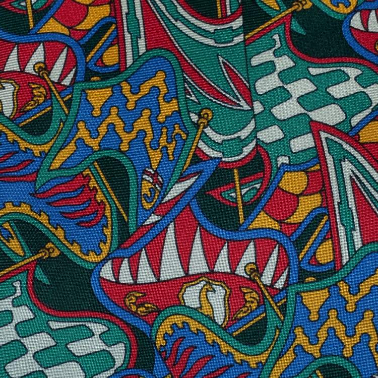 Pre Owned Gucci Green Flags Print Silk Tie