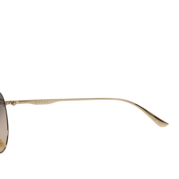 Pre Owned Gucci Brown/Gold GG0334S Gradient Aviator Sunglasses