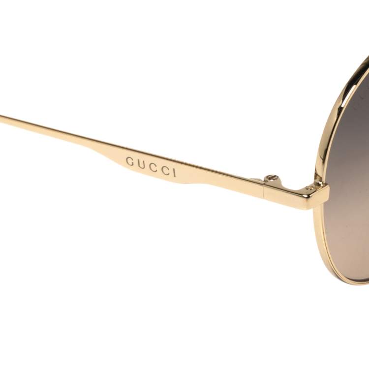 Pre Owned Gucci Brown/Gold GG0334S Gradient Aviator Sunglasses
