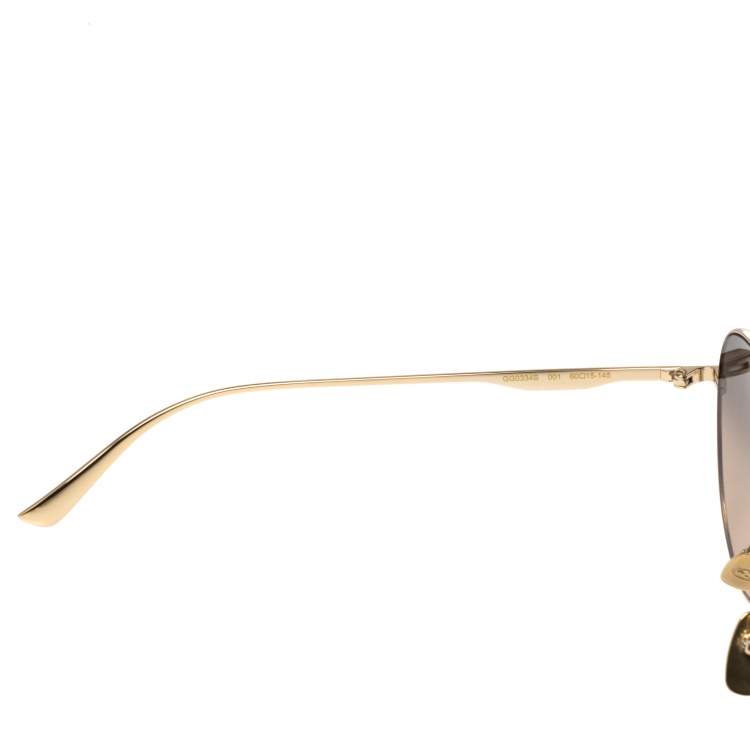 Pre Owned Gucci Brown/Gold GG0334S Gradient Aviator Sunglasses