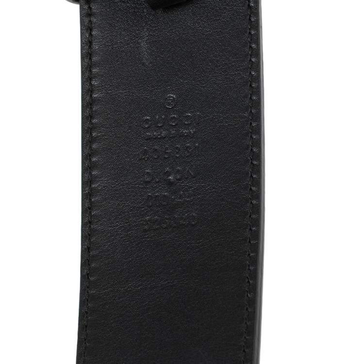 Pre Owned Gucci Black Leather GG Marmont Buckle Belt 110CM