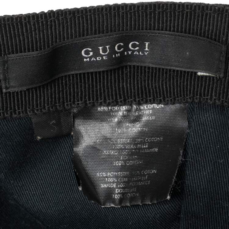 Pre Owned Gucci Black Logo Monogram Web Stripe Detail Canvas Baseball Cap S