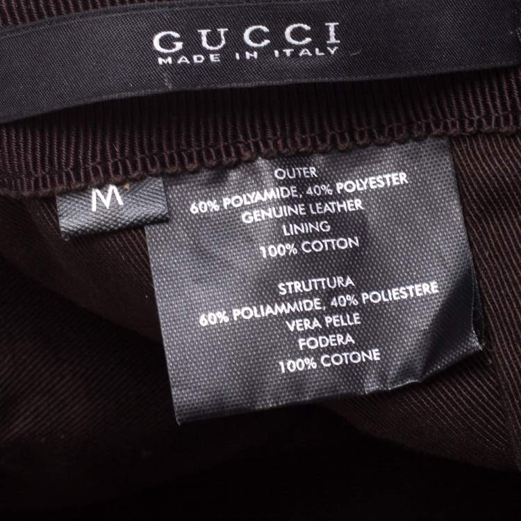 Pre Owned Gucci Brown Logo Detail Synthetic Baseball Cap M