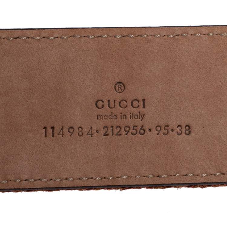 Pre Owned Gucci Black Web Canvas and Leather Interlocking G Belt 95CM