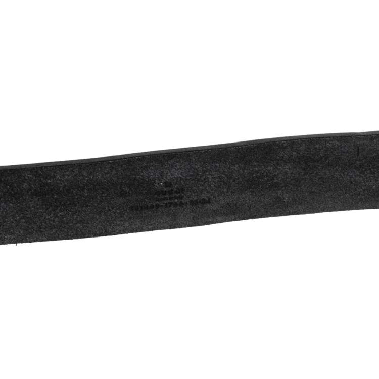 Pre Owned Gucci Black Leather Horsebit Buckle Belt 85CM