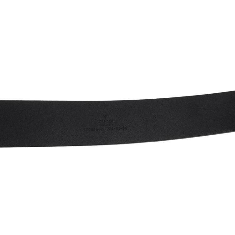 Pre Owned Gucci Black Leather G Bamboo Buckle Belt 85 CM