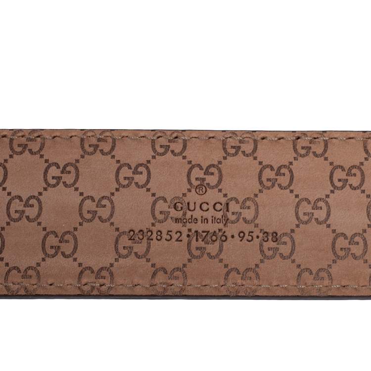 Pre Owned Gucci Brown Textured Leather Buckle Belt 95CM