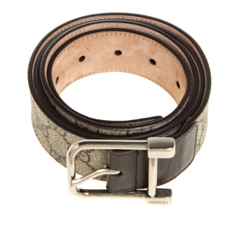 Pre Owned Gucci Beige GG Supreme Canvas Buckle Belt 105CM