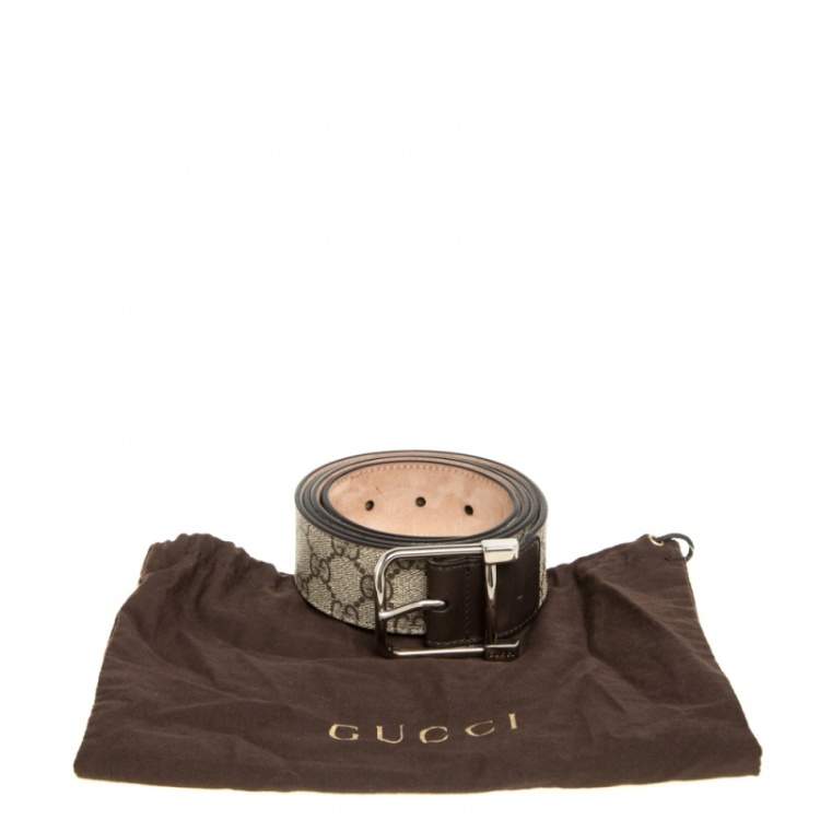 Pre Owned Gucci Beige GG Supreme Canvas Buckle Belt 105CM
