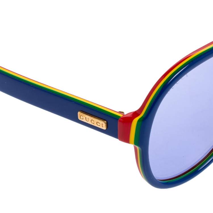 Pre Owned Gucci Multicolor/ Blue GG0270S Pilot Sunglasses