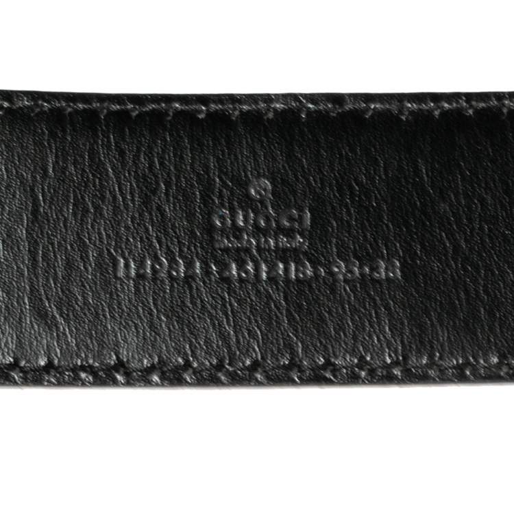 Pre Owned Gucci Black Guccissima Leather Interlocking G Buckle Belt 95CM