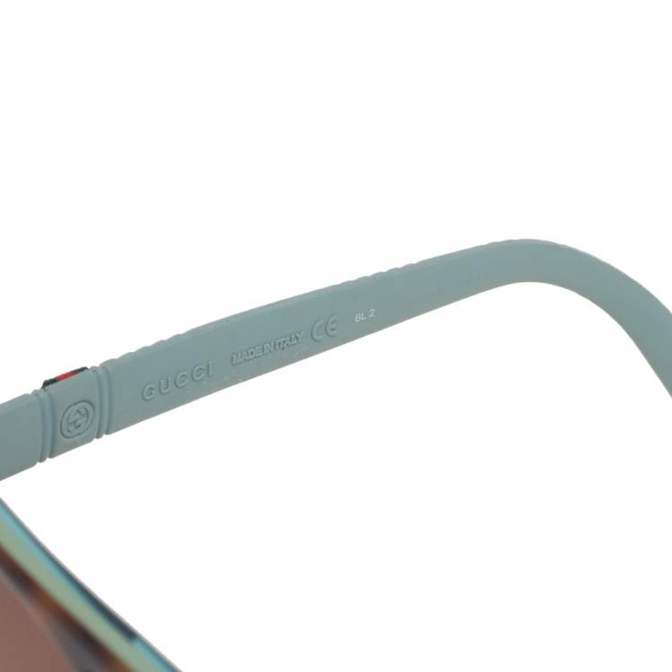 Pre Owned Gucci Light Blue/Tortoise Acetate and Rubber GG1065S Gradient Aviator Sunglasses