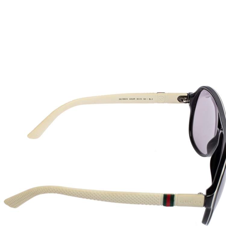 Pre Owned Gucci White/Black Acetate and Rubber GG1065S Gradient Aviator Sunglasses