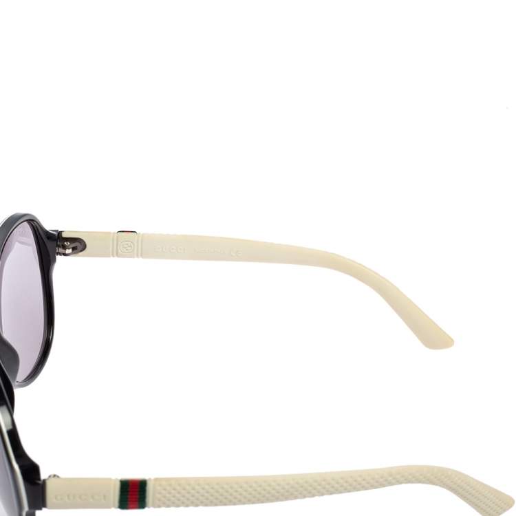Pre Owned Gucci White/Black Acetate and Rubber GG1065S Gradient Aviator Sunglasses