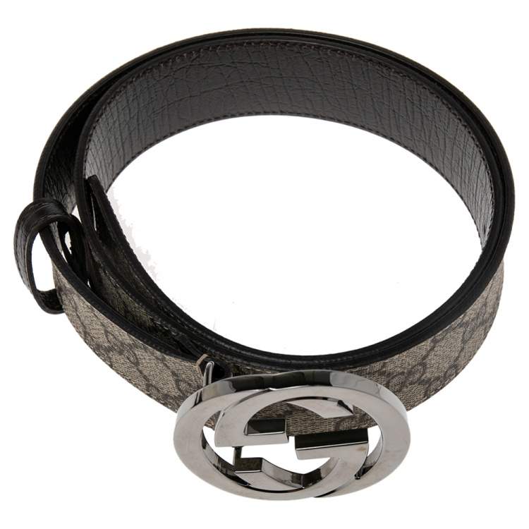 Pre Owned Gucci Beige GG Supreme Canvas Interlocking G Buckle Belt 85CM