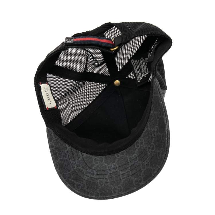 Pre Owned Gucci Black Kingsnake Print GG Supreme Baseball Cap L