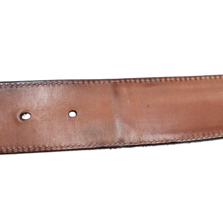 مملوكة مسبقًا Gucci Black Leather And Web Canvas Interlocking G Buckle Belt 90CM