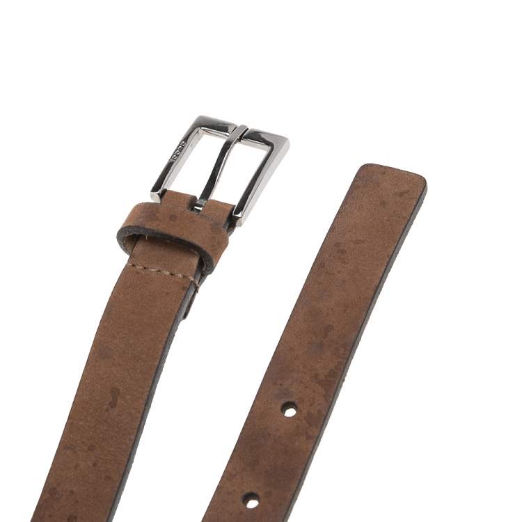 Pre Owned Gucci Brown Suede Buckle Belt 85CM